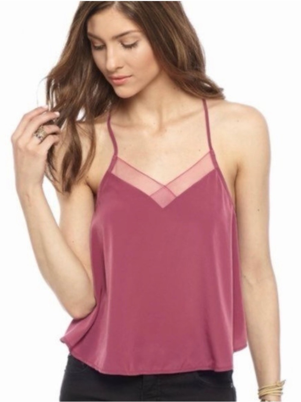Free  People Heartbeat Mesh Panel Camisole Large